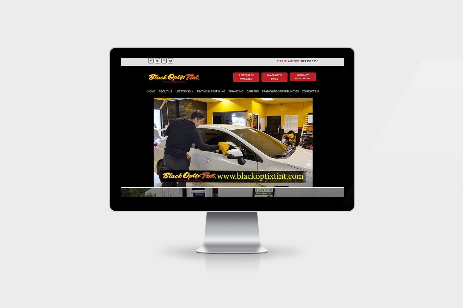 Black Optix Tint franchise website design.